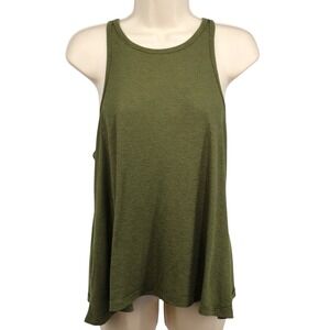 Free People Olive Ribbed Swing Tank Racerback Boho Flowy Top Small